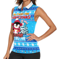 Funny Grumpy Penguin Christmas Women Sleeveless Polo Shirt All I Want for Christmas Is You To Leave Me Alone - Wonder Print Shop