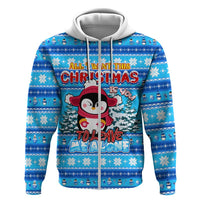 Funny Grumpy Penguin Christmas Zip Hoodie All I Want for Christmas Is You To Leave Me Alone - Wonder Print Shop