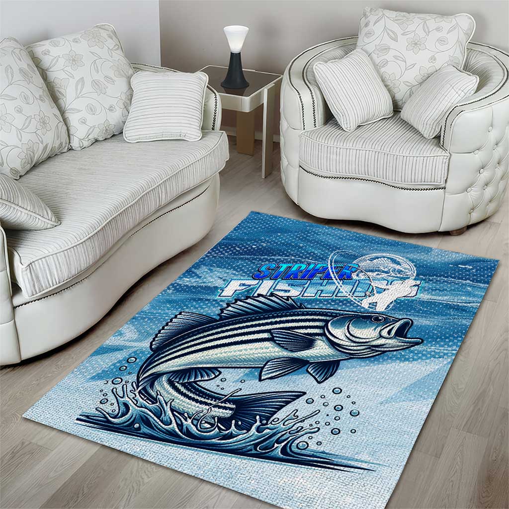 Striper Fishing Area Rug Striped Bass Angler - Wonder Print Shop