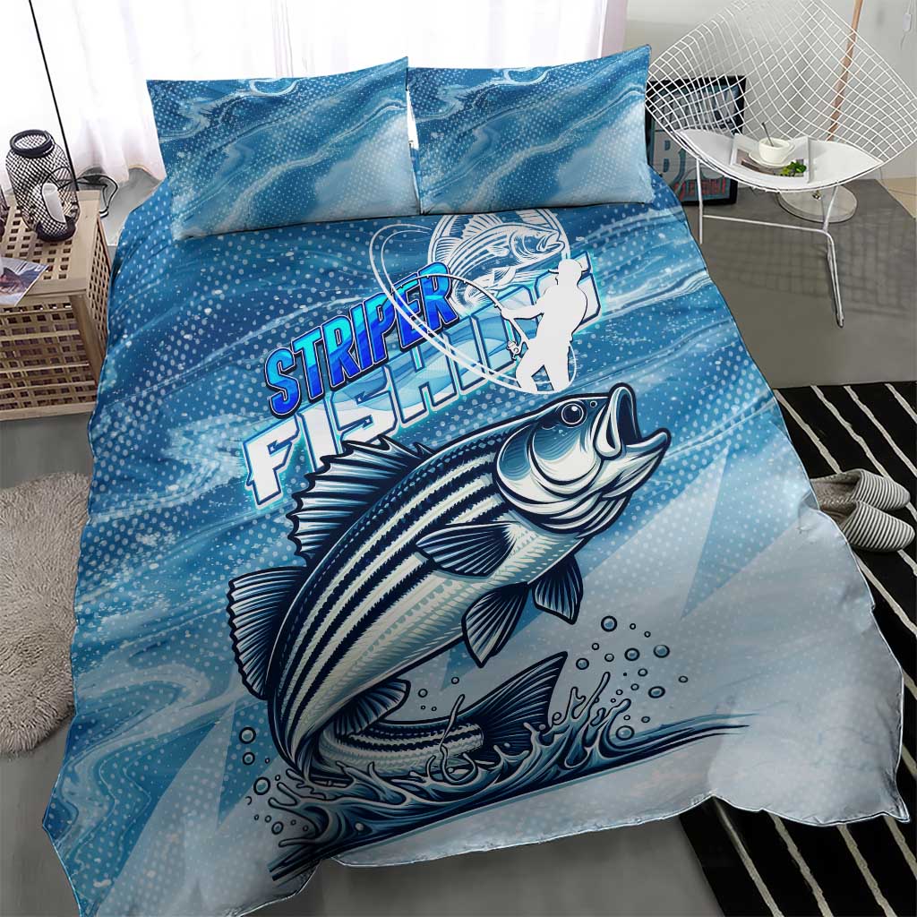 Striper Fishing Bedding Set Striped Bass Angler - Wonder Print Shop