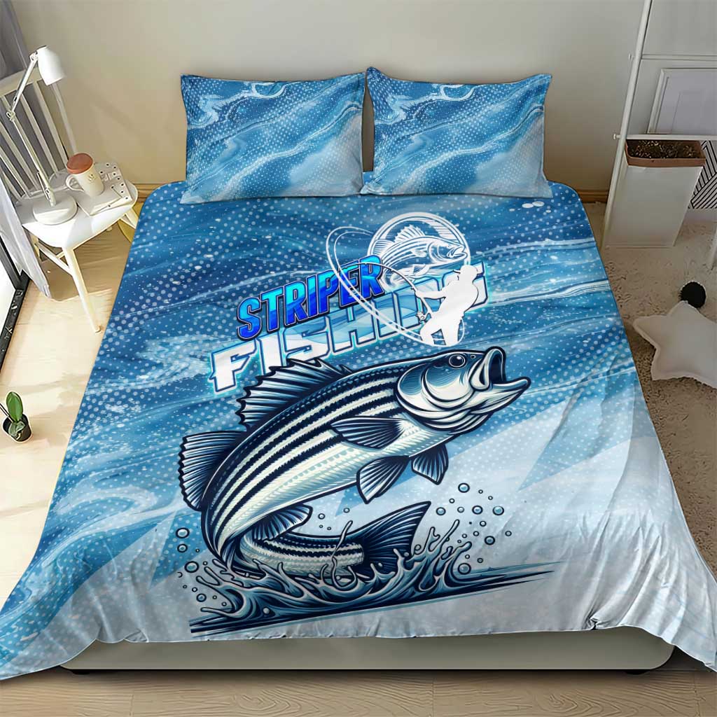 Striper Fishing Bedding Set Striped Bass Angler - Wonder Print Shop