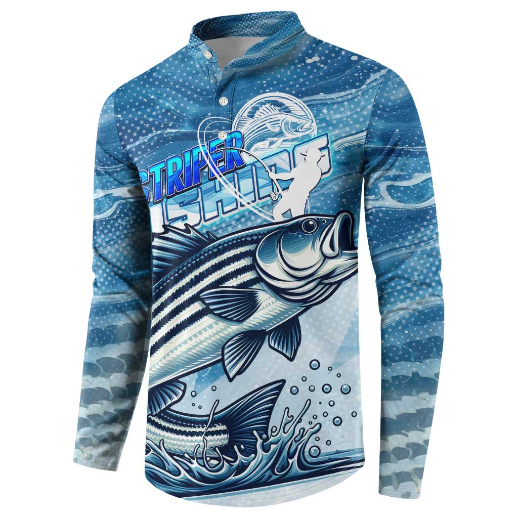 Striper Fishing Button Sweatshirt Striped Bass Angler - Wonder Print Shop