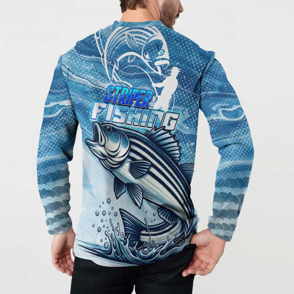 Striper Fishing Button Sweatshirt Striped Bass Angler - Wonder Print Shop