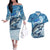 Striper Fishing Couples Matching Off The Shoulder Long Sleeve Dress and Hawaiian Shirt Striped Bass Angler - Wonder Print Shop