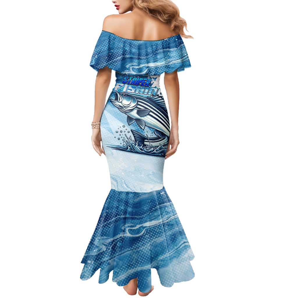 Striper Fishing Family Matching Mermaid Dress and Hawaiian Shirt Striped Bass Angler - Wonder Print Shop