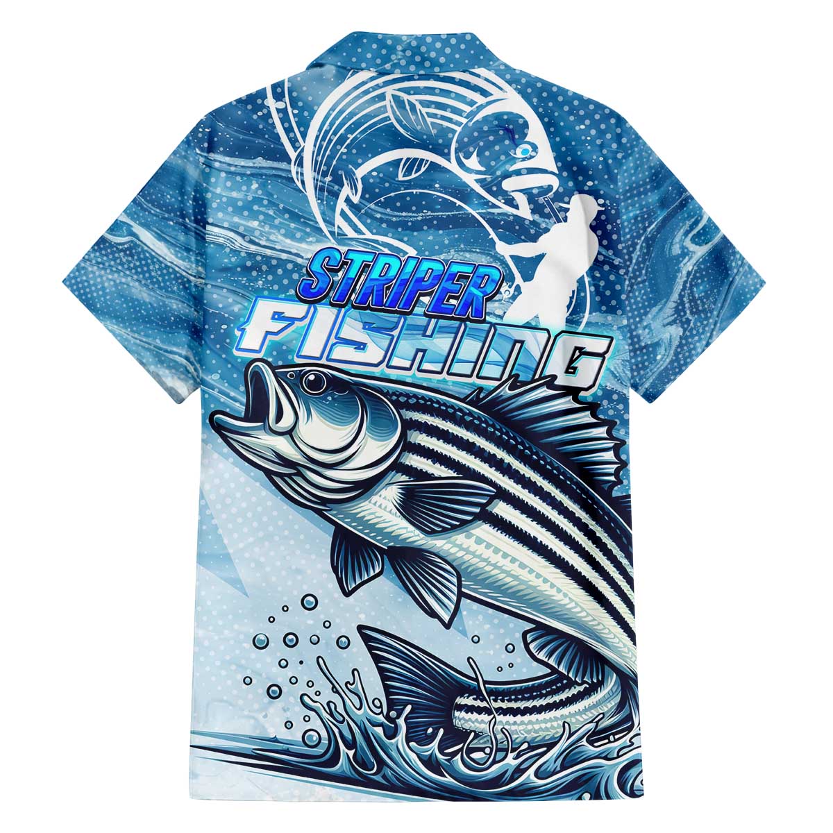 Striper Fishing Family Matching Off The Shoulder Long Sleeve Dress and Hawaiian Shirt Striped Bass Angler - Wonder Print Shop