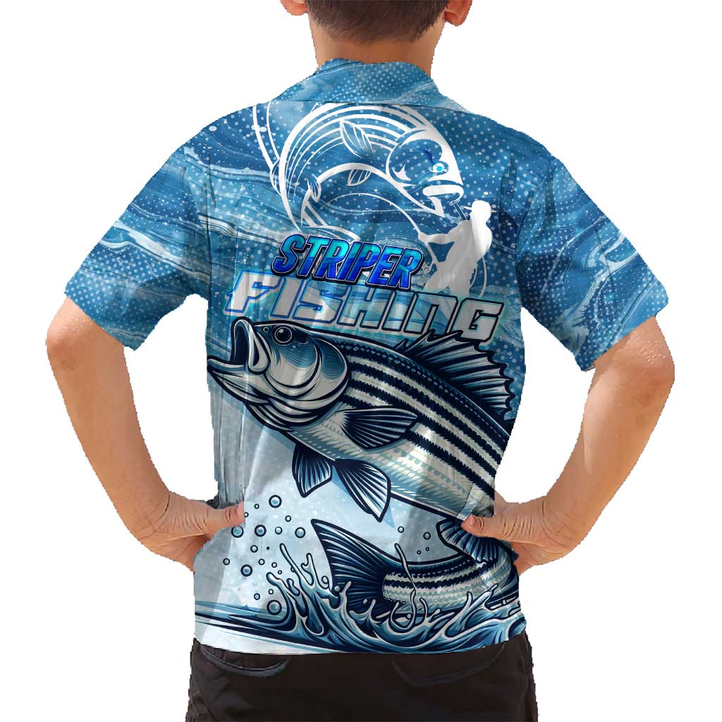 Striper Fishing Family Matching Off Shoulder Short Dress and Hawaiian Shirt Striped Bass Angler - Wonder Print Shop
