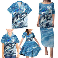 Striper Fishing Family Matching Puletasi and Hawaiian Shirt Striped Bass Angler - Wonder Print Shop