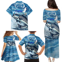 Striper Fishing Family Matching Puletasi and Hawaiian Shirt Striped Bass Angler - Wonder Print Shop