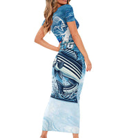 Striper Fishing Family Matching Short Sleeve Bodycon Dress and Hawaiian Shirt Striped Bass Angler - Wonder Print Shop