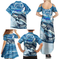 Striper Fishing Family Matching Summer Maxi Dress and Hawaiian Shirt Striped Bass Angler - Wonder Print Shop
