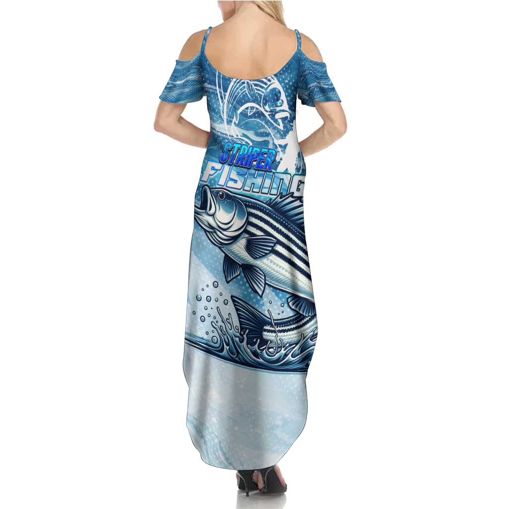 Striper Fishing Family Matching Summer Maxi Dress and Hawaiian Shirt Striped Bass Angler - Wonder Print Shop