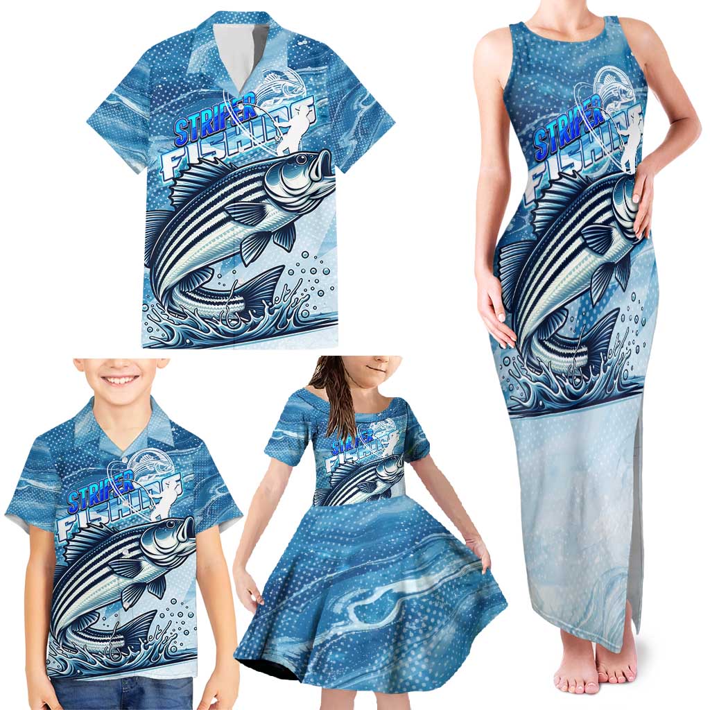 Striper Fishing Family Matching Tank Maxi Dress and Hawaiian Shirt Striped Bass Angler - Wonder Print Shop