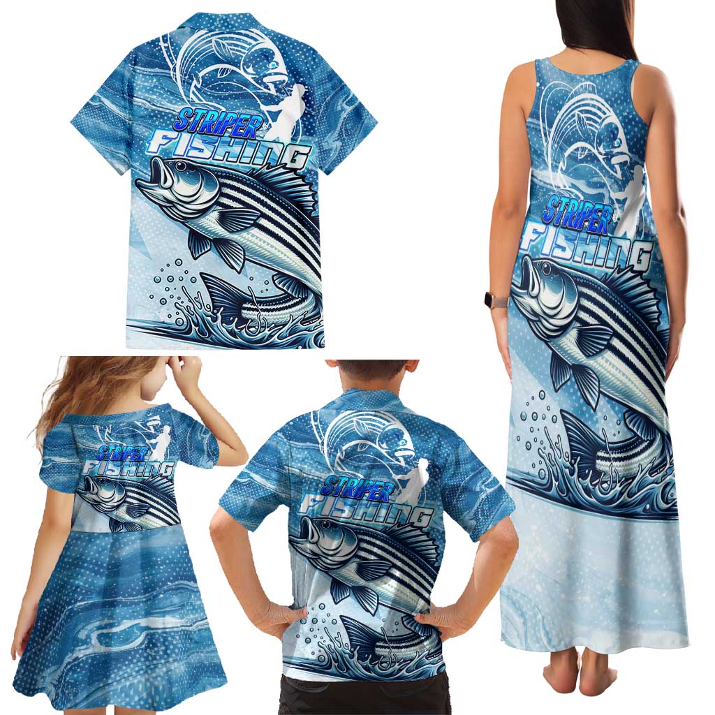 Striper Fishing Family Matching Tank Maxi Dress and Hawaiian Shirt Striped Bass Angler - Wonder Print Shop