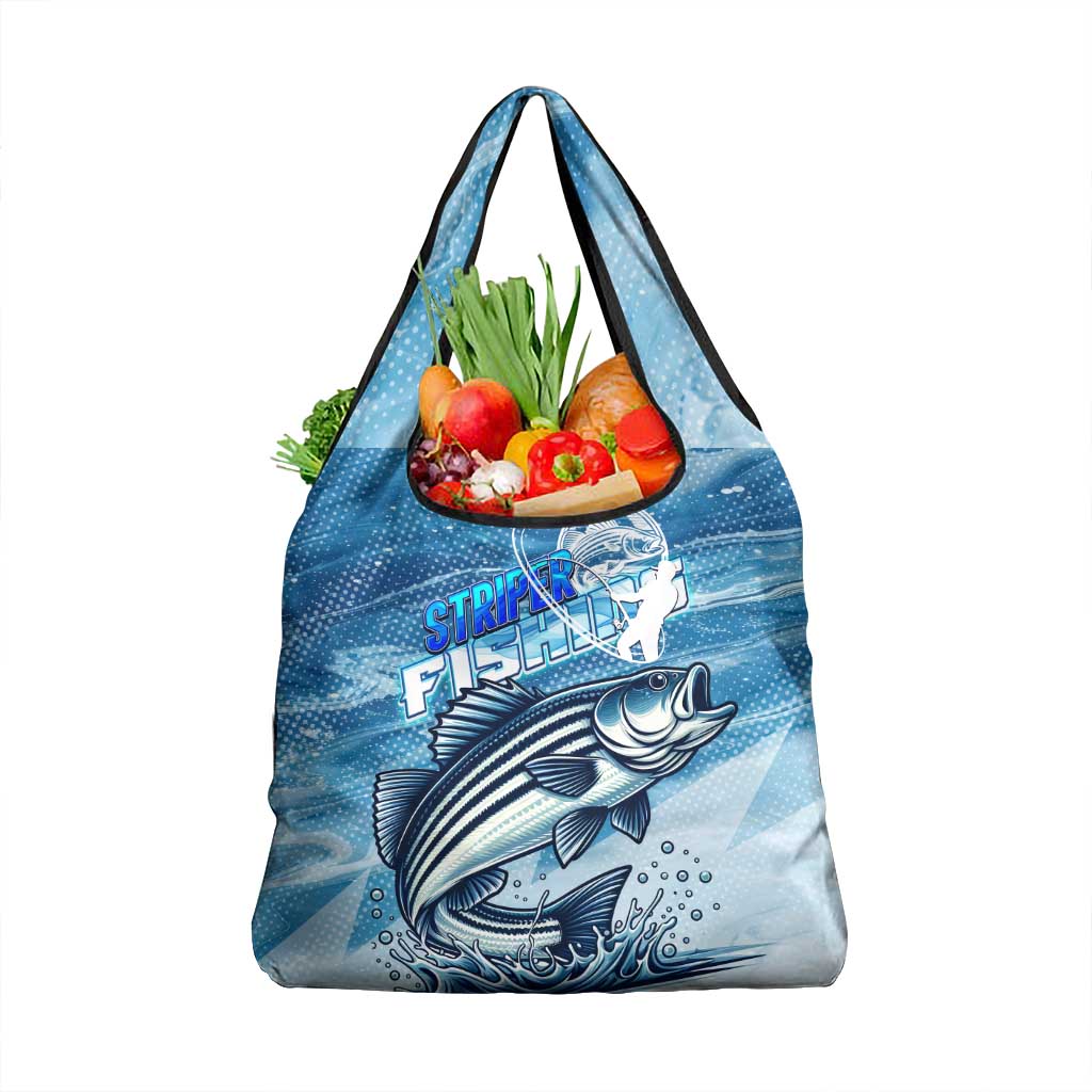 Striper Fishing Grocery Bag Striped Bass Angler - Wonder Print Shop