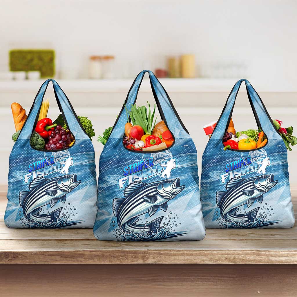 Striper Fishing Grocery Bag Striped Bass Angler - Wonder Print Shop
