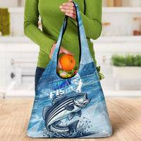 Striper Fishing Grocery Bag Striped Bass Angler - Wonder Print Shop