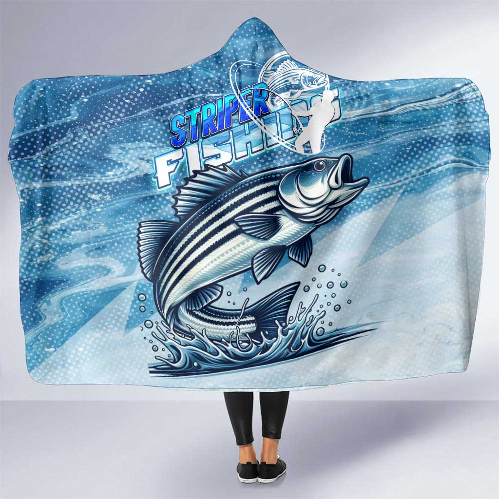 Striper Fishing Hooded Blanket Striped Bass Angler - Wonder Print Shop
