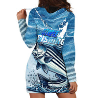 Striper Fishing Hoodie Dress Striped Bass Angler - Wonder Print Shop
