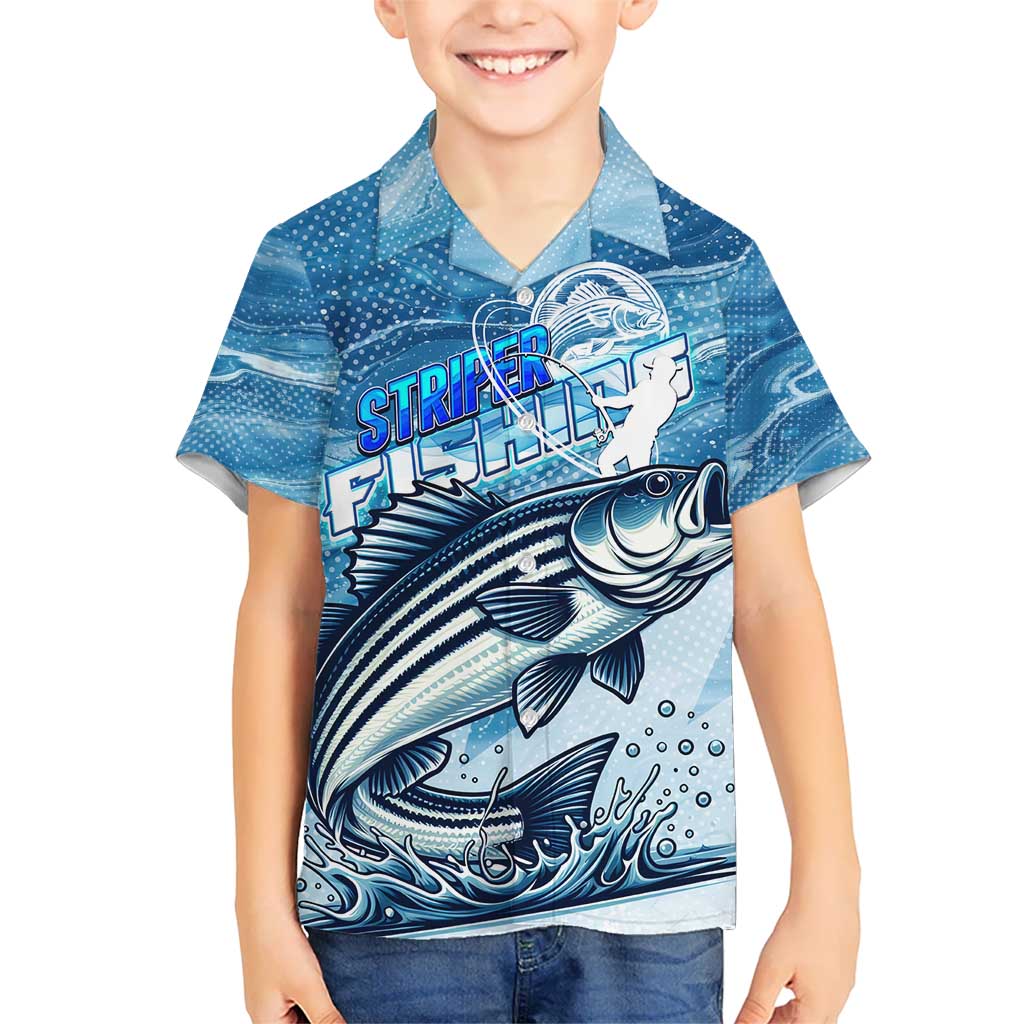 Striper Fishing Kid Hawaiian Shirt Striped Bass Angler - Wonder Print Shop