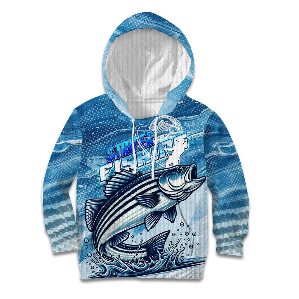 Striper Fishing Kid Hoodie Striped Bass Angler - Wonder Print Shop
