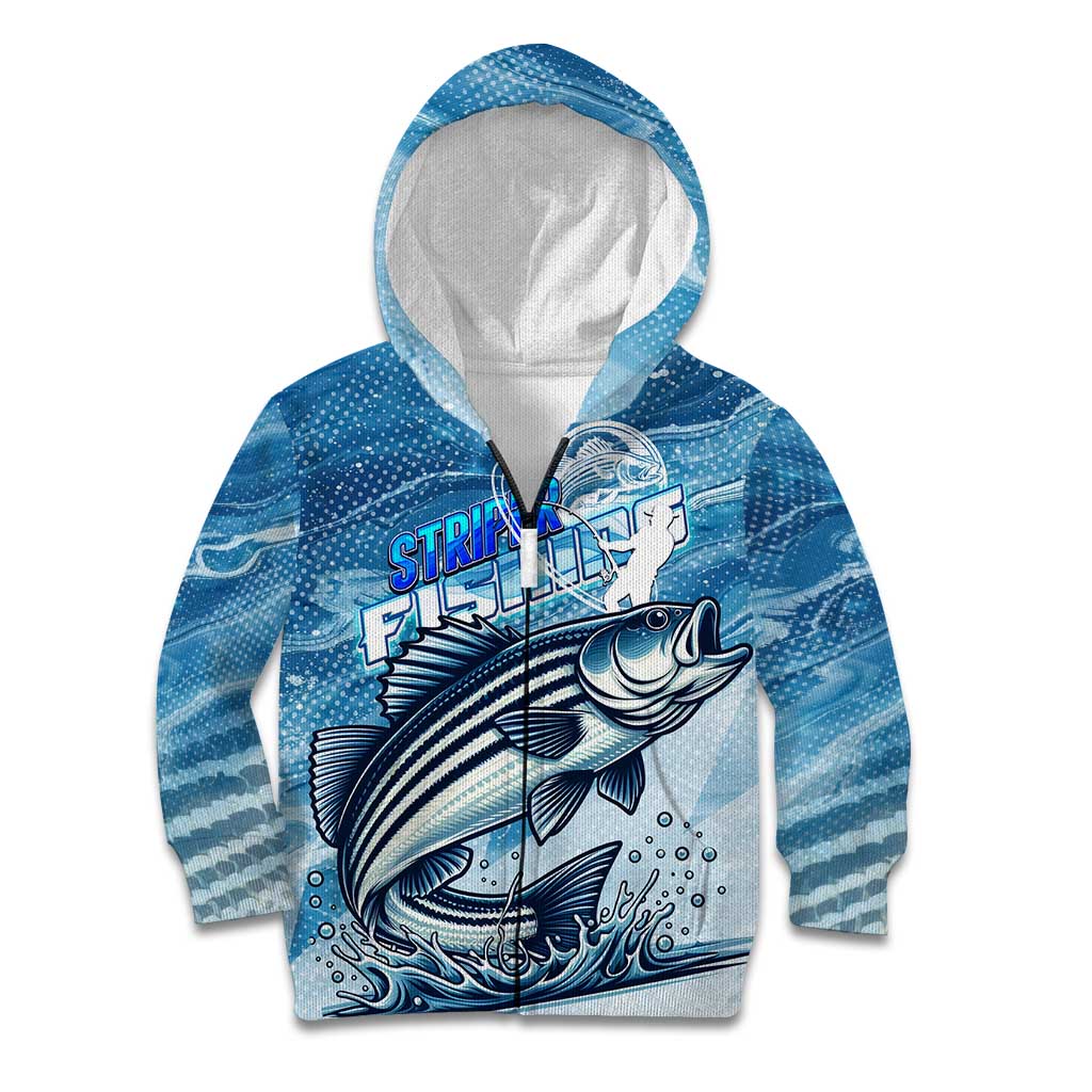 Striper Fishing Kid Hoodie Striped Bass Angler - Wonder Print Shop