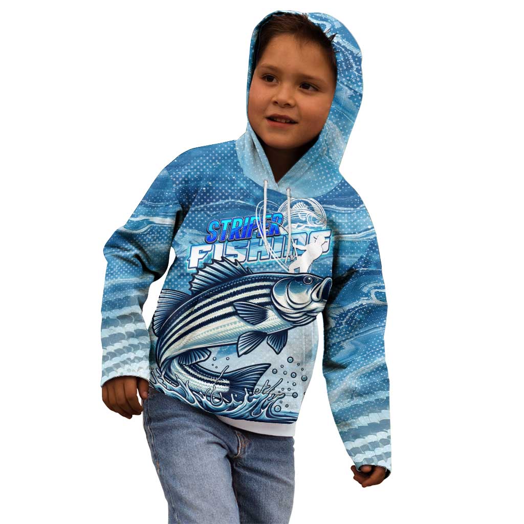 Striper Fishing Kid Hoodie Striped Bass Angler - Wonder Print Shop