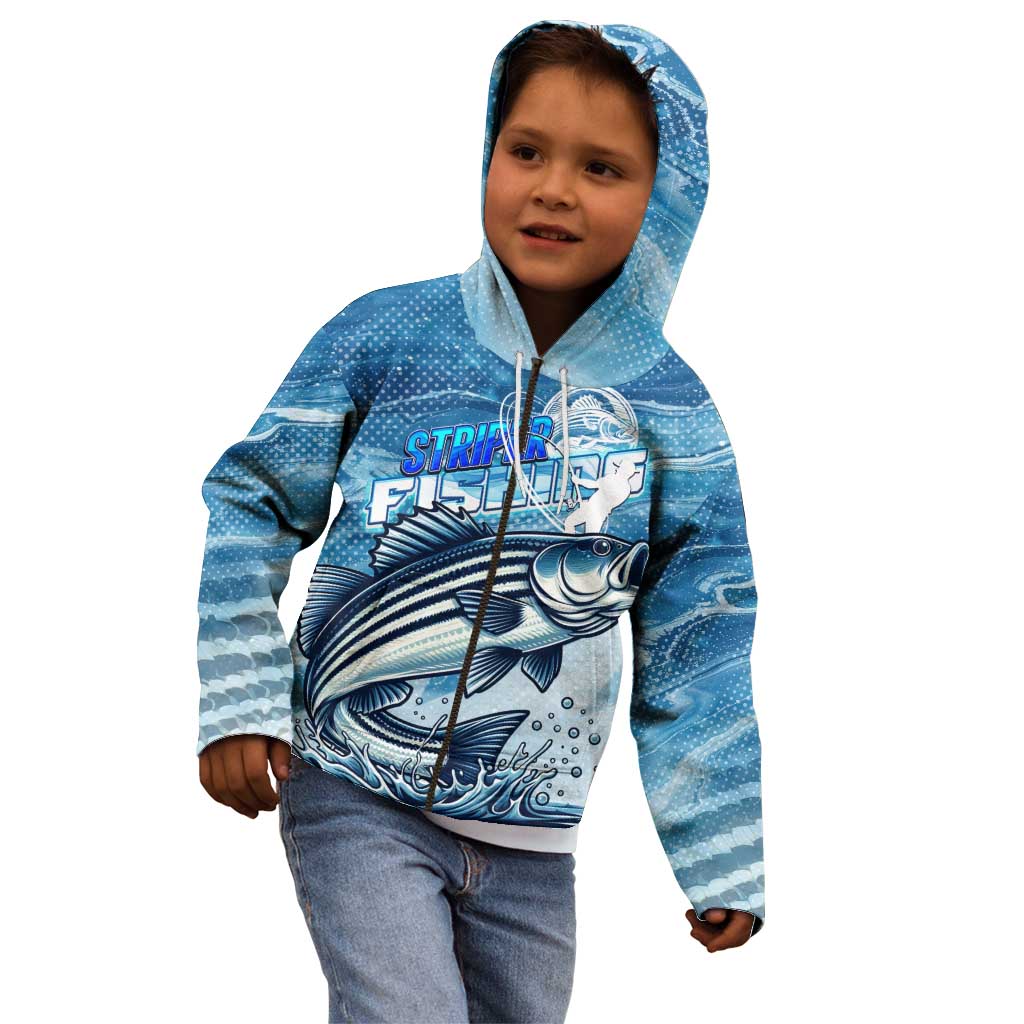 Striper Fishing Kid Hoodie Striped Bass Angler - Wonder Print Shop