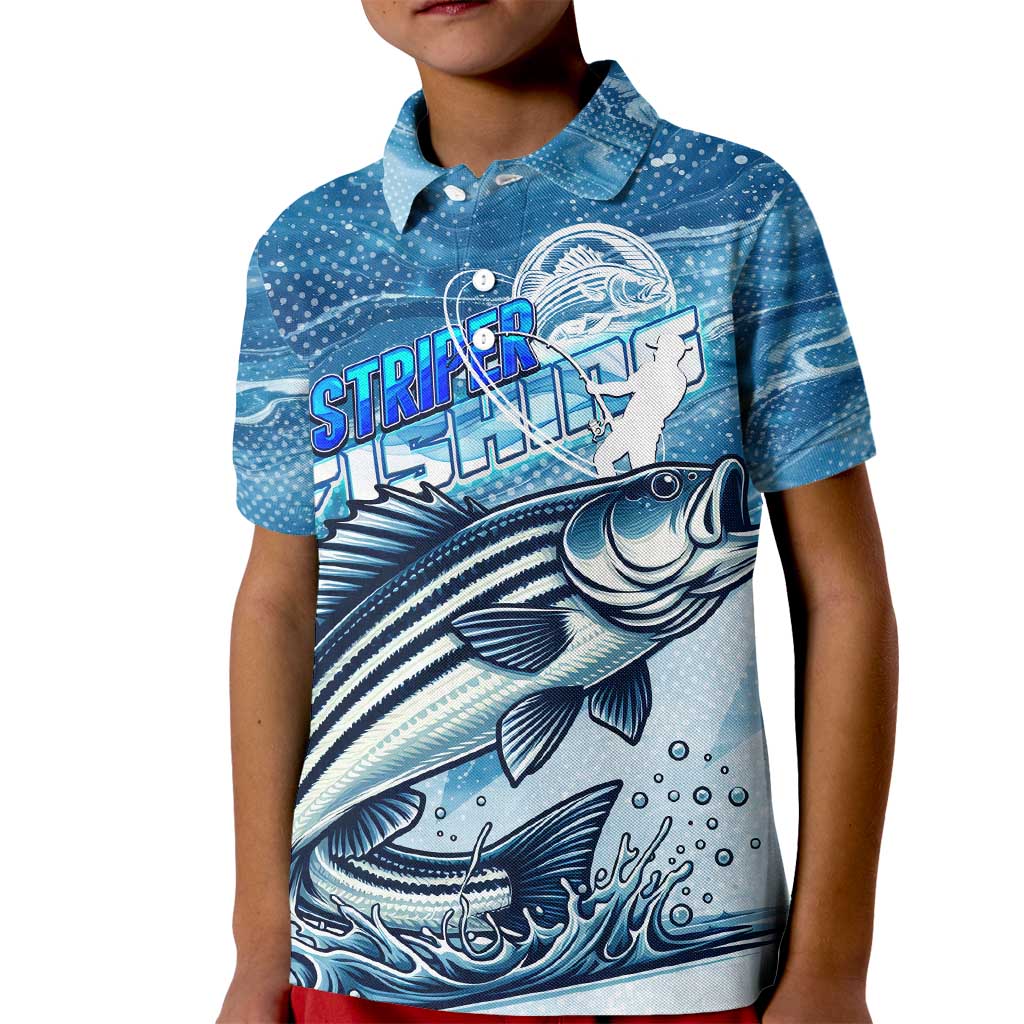 Striper Fishing Kid Polo Shirt Striped Bass Angler - Wonder Print Shop