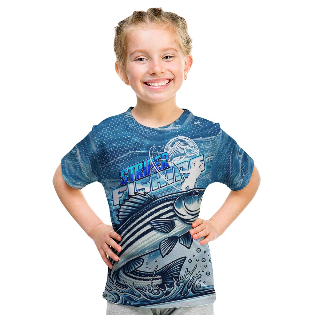 Striper Fishing Kid T Shirt Striped Bass Angler - Wonder Print Shop