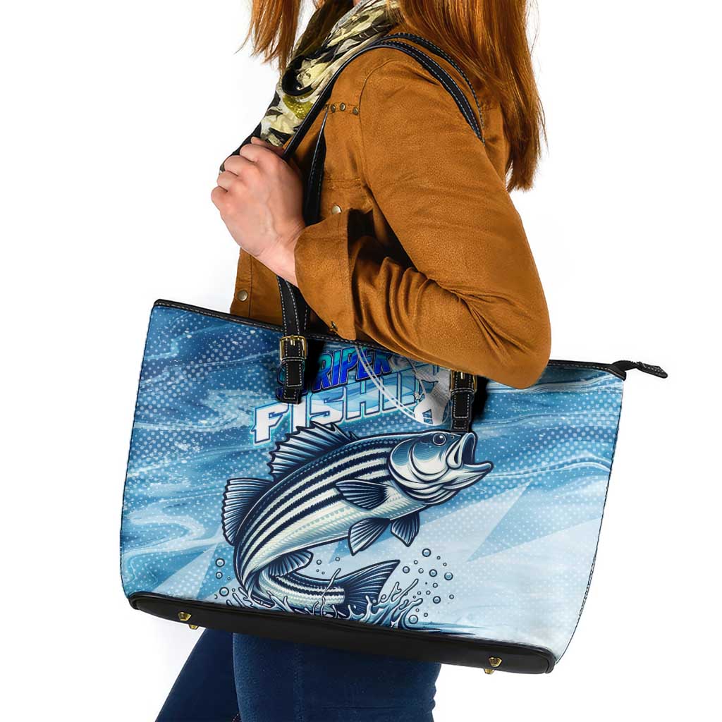 Striper Fishing Leather Tote Bag Striped Bass Angler - Wonder Print Shop