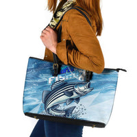 Striper Fishing Leather Tote Bag Striped Bass Angler - Wonder Print Shop