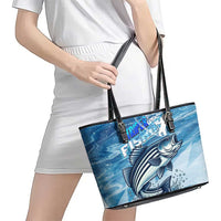 Striper Fishing Leather Tote Bag Striped Bass Angler - Wonder Print Shop