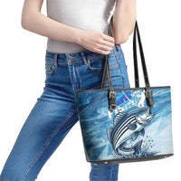 Striper Fishing Leather Tote Bag Striped Bass Angler - Wonder Print Shop
