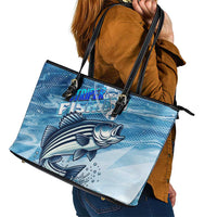 Striper Fishing Leather Tote Bag Striped Bass Angler - Wonder Print Shop