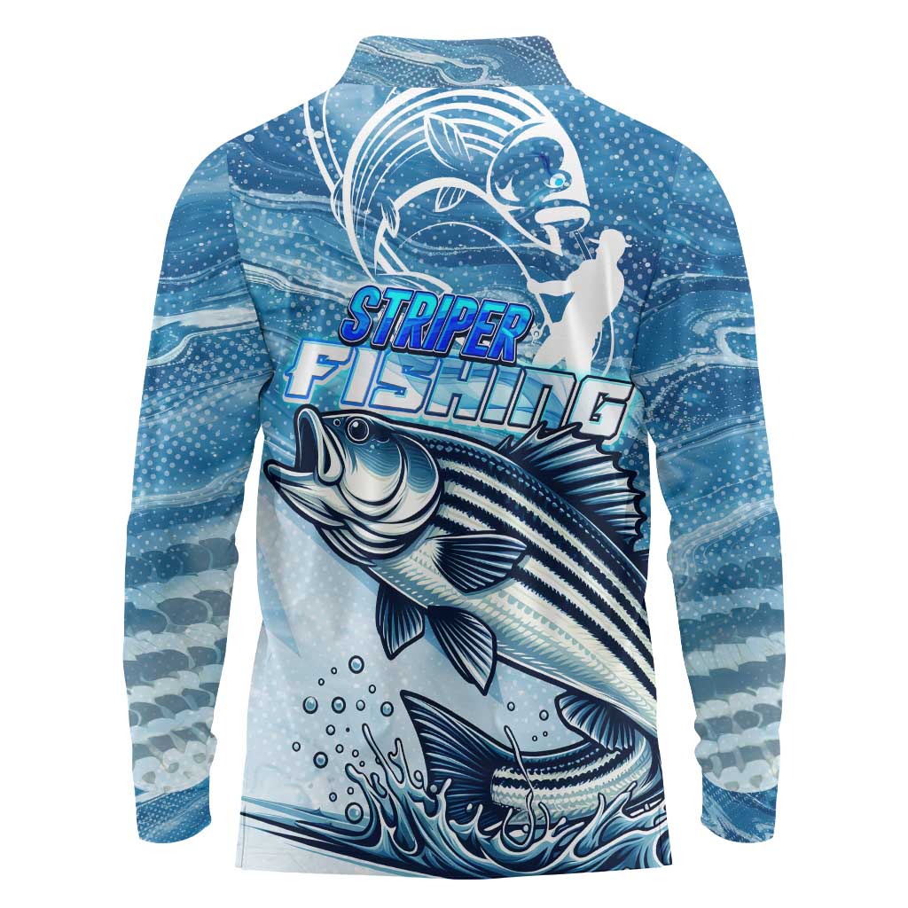 Striper Fishing Long Sleeve Polo Shirt Striped Bass Angler - Wonder Print Shop