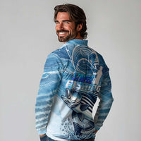 Striper Fishing Long Sleeve Polo Shirt Striped Bass Angler - Wonder Print Shop