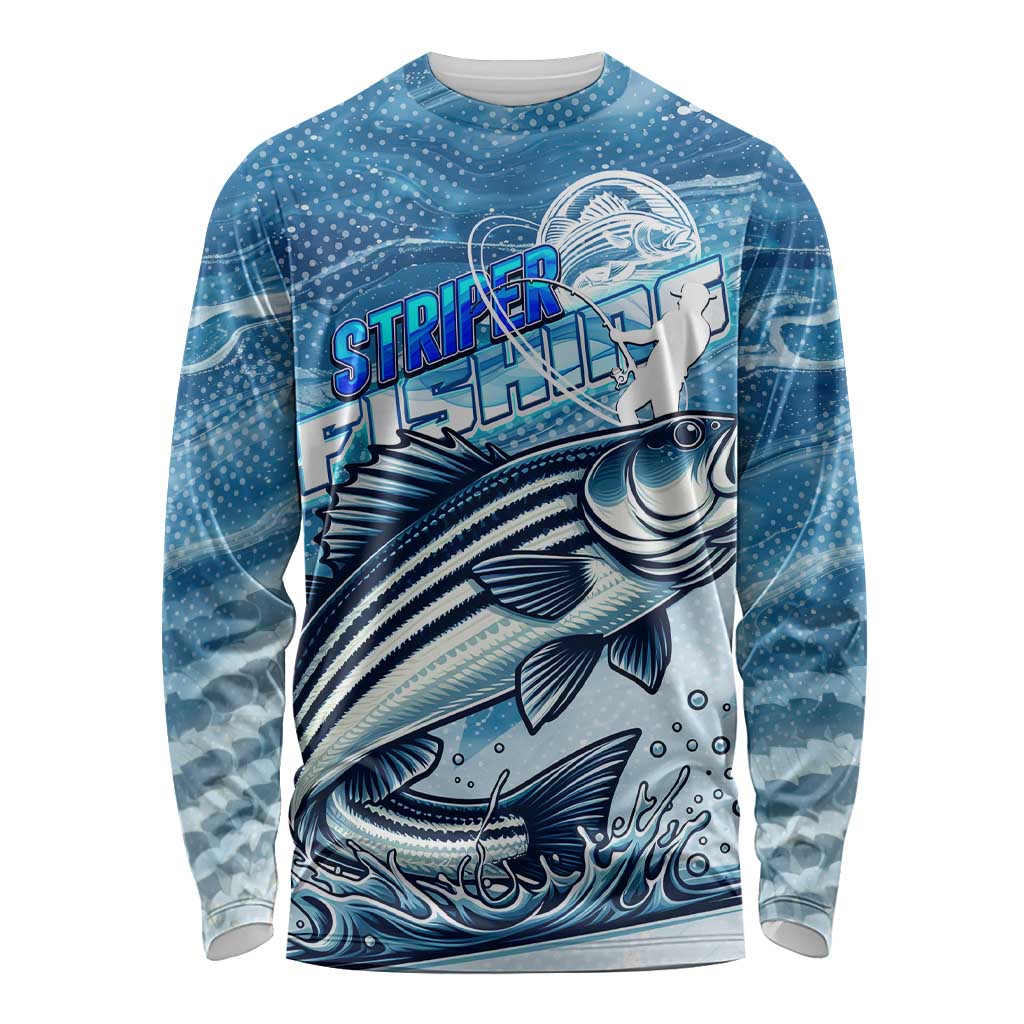 Striper Fishing Long Sleeve Shirt Striped Bass Angler - Wonder Print Shop