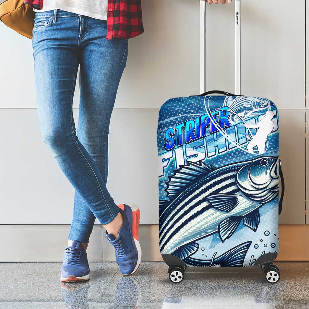 Striper Fishing Luggage Cover Striped Bass Angler - Wonder Print Shop