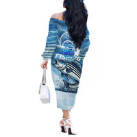 Striper Fishing Off The Shoulder Long Sleeve Dress Striped Bass Angler - Wonder Print Shop
