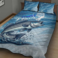 Striper Fishing Quilt Bed Set Striped Bass Angler - Wonder Print Shop