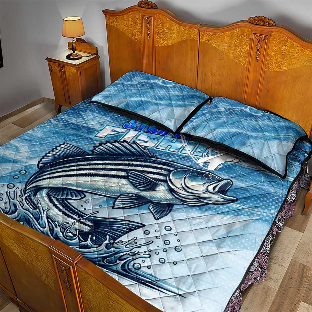 Striper Fishing Quilt Bed Set Striped Bass Angler - Wonder Print Shop