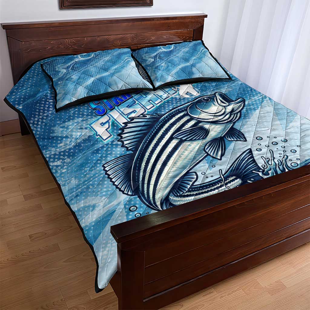 Striper Fishing Quilt Bed Set Striped Bass Angler - Wonder Print Shop