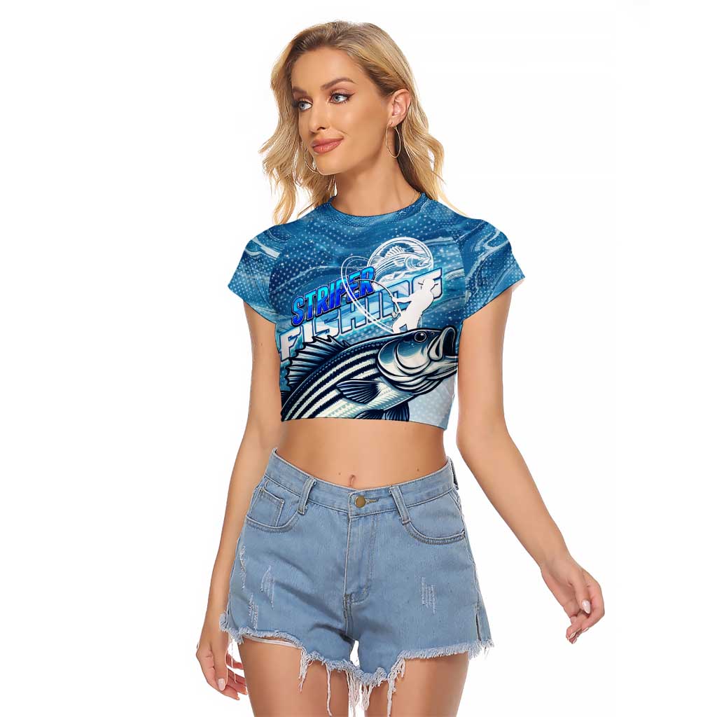 Striper Fishing Raglan Cropped T Shirt Striped Bass Angler - Wonder Print Shop