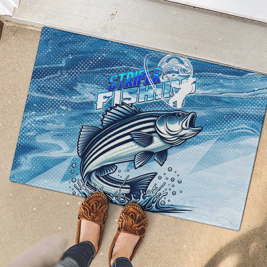 Striper Fishing Rubber Doormat Striped Bass Angler - Wonder Print Shop