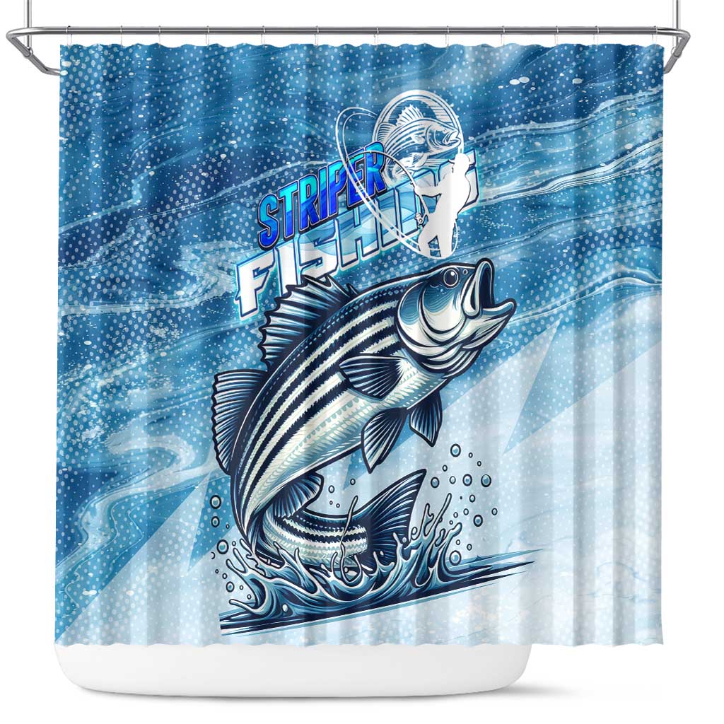 Striper Fishing Shower Curtain Striped Bass Angler - Wonder Print Shop