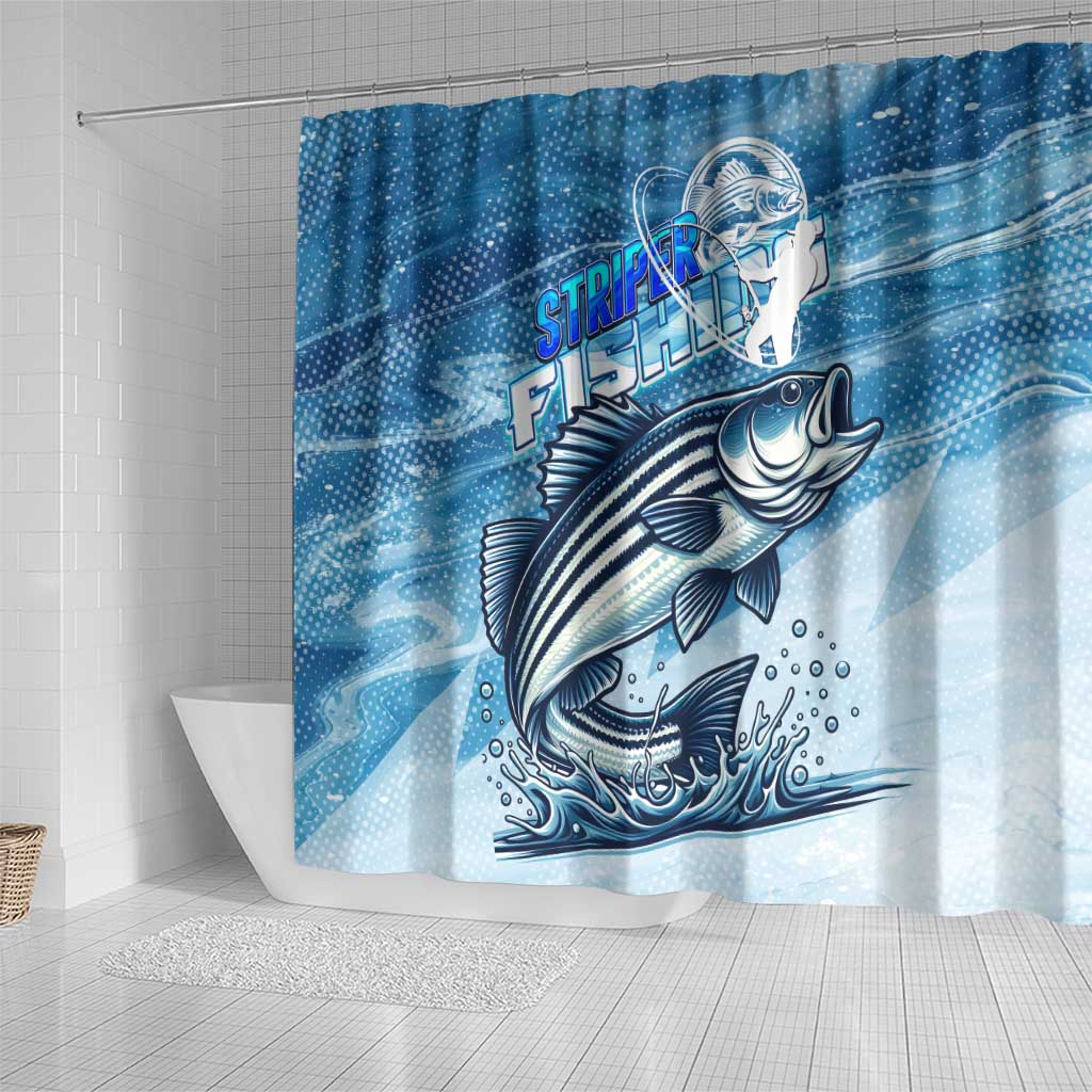 Striper Fishing Shower Curtain Striped Bass Angler - Wonder Print Shop