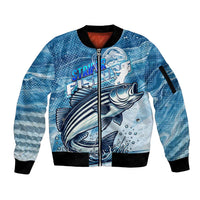 Striper Fishing Sleeve Zip Bomber Jacket Striped Bass Angler - Wonder Print Shop
