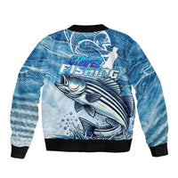 Striper Fishing Sleeve Zip Bomber Jacket Striped Bass Angler - Wonder Print Shop