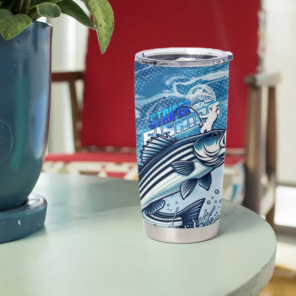 Striper Fishing Tumbler Cup Striped Bass Angler - Wonder Print Shop